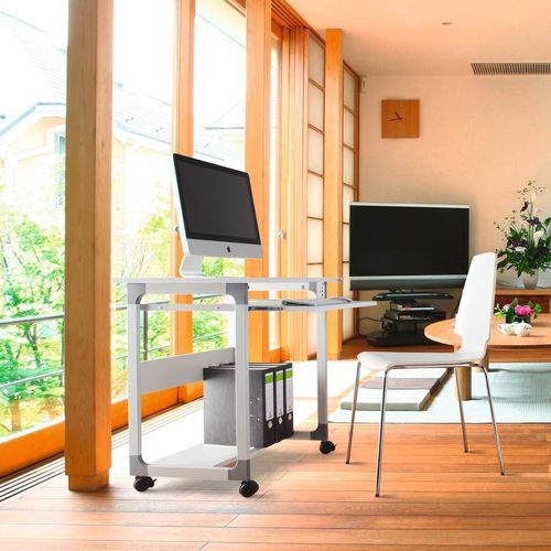 Table d'ordinateur sur roulettes - 3796 - DURABLE - contemporaine / droite / avec piètement en métal