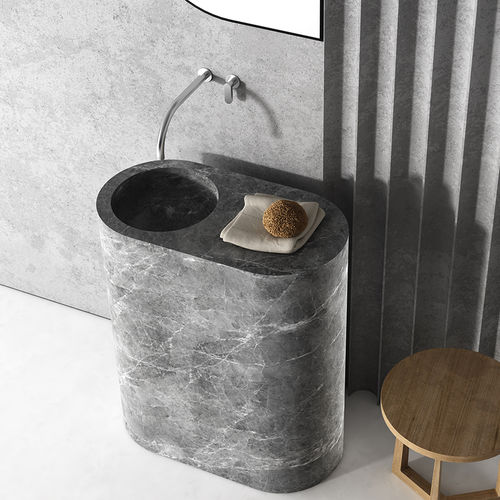 Vasque sur pied - JP COLUMN - COCOON - en pierre naturelle / avec plan intégré / ronde
