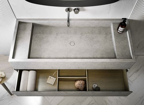 Meuble vasque suspendu - PB 120 - COCOON - bois / en Solid Surface / contemporain