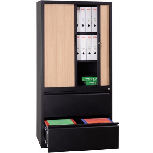 Armoire de classement haute - GURKAN - en métal / à tiroirs / à rideaux