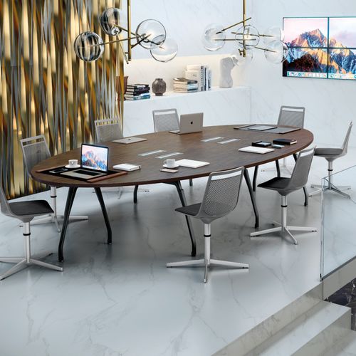Table de réunion contemporaine - INSPIRA - JG Group - en placage de bois / en métal / en verre