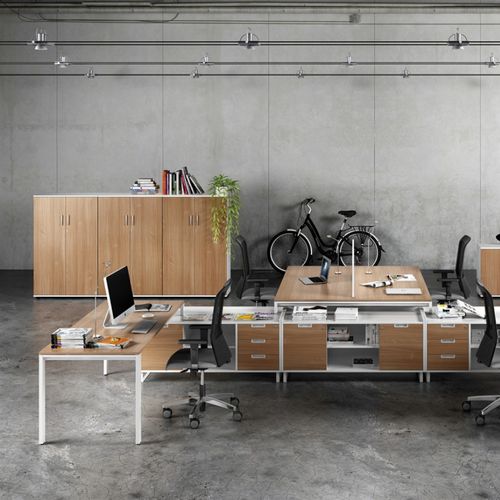 Armoire de classement basse - LP - JG Group - haute / en mélaminé / avec porte battante