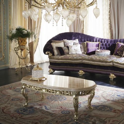 Table basse de style - 15623 - Modenese Luxury Interiors - en bois massif / avec piètement en bois massif / ovale