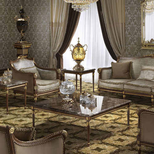 Table basse de style - 14634 - Modenese Luxury Interiors - en bois massif / avec piètement en bois massif / rectangulaire