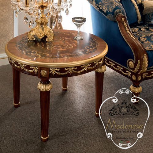 Table basse de style - 14668 - Modenese Luxury Interiors - en bois massif / avec piètement en bois massif / ronde