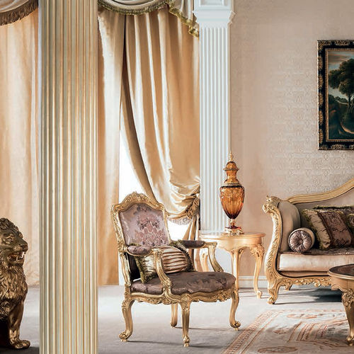Fauteuil de style - 15524 - Modenese Luxury Interiors - en tissu / en bois massif / couleur personnalisable