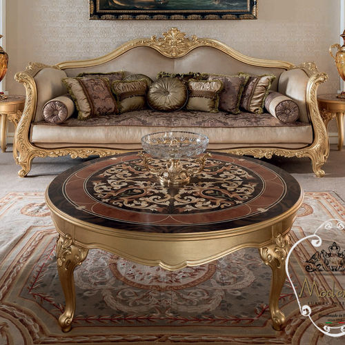 Table basse de style - 15673 - Modenese Luxury Interiors - en bois massif / avec piètement en bois massif / ronde
