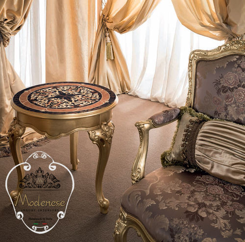 Table d'appoint de style - 15674 - Modenese Luxury Interiors - en bois massif / avec piètement en bois massif / ronde