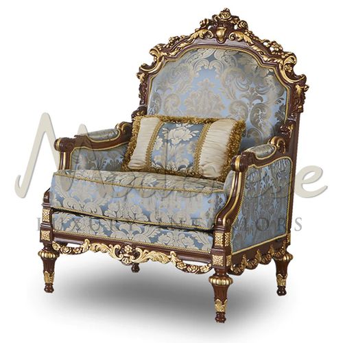 Fauteuil de style - 14466 - Modenese Luxury Interiors - en tissu / en bois / bleu