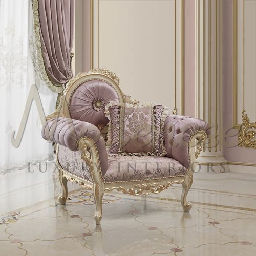 Fauteuil de style victorien - 15424 - Modenese Luxury Interiors - en tissu / en bois / rose