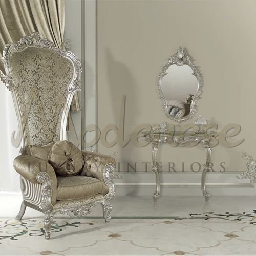 Fauteuil de style - 15537 - Modenese Luxury Interiors - en tissu / en cuir / en bois