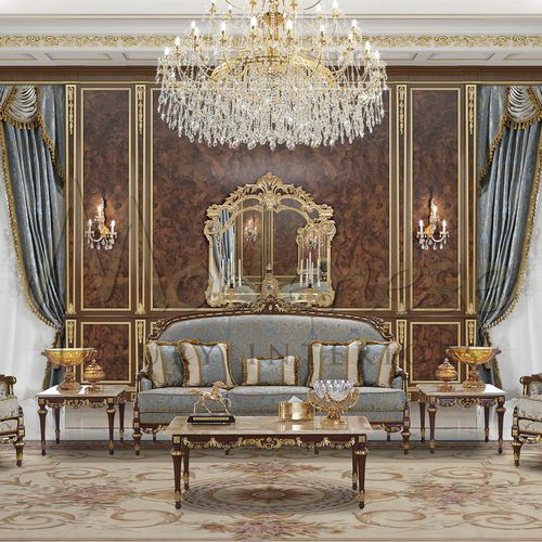 Canapé classique - 14464 - Modenese Luxury Interiors - en tissu / bleu / en bois