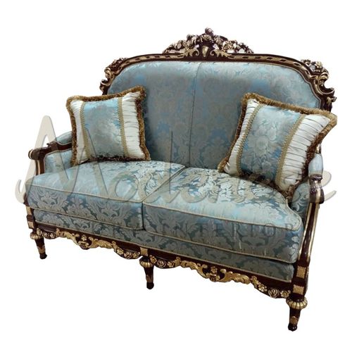Canapé de style baroque - 14465 - Modenese Luxury Interiors - en tissu / bleu / en bois