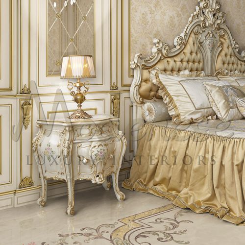 Table de chevet classique - 15221 - Modenese Luxury Interiors - en bois / rectangulaire / avec tiroir
