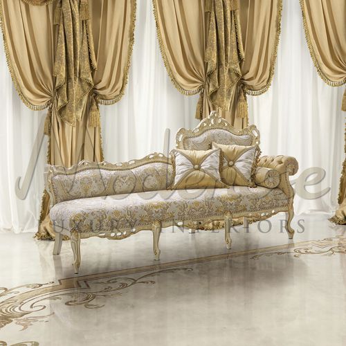 Méridienne classique - 15522 - Modenese Luxury Interiors - en tissu / en bois / avec piètement en bois laqué