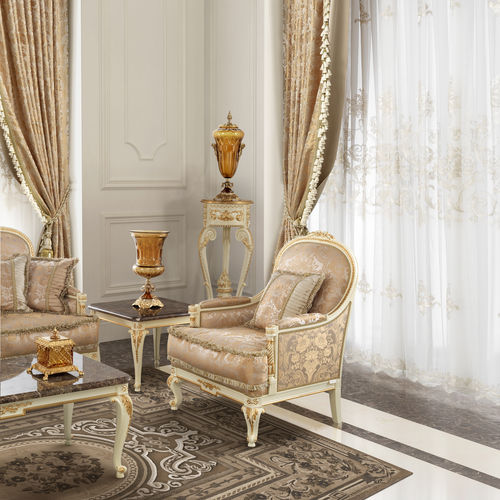 Fauteuil classique - 16460 - Modenese Luxury Interiors - en tissu / en bois / couleur personnalisable