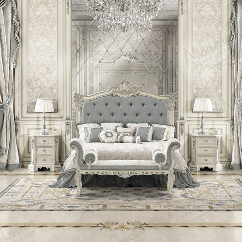 Lit double - 16231 - Modenese Luxury Interiors - classique / avec tête de lit tapissée / en tissu