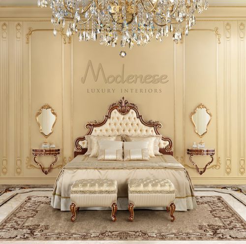 Lit double - 16244 - Modenese Luxury Interiors - classique / avec tête de lit tapissée / en tissu