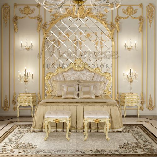Lit double - 15241 - Modenese Luxury Interiors - classique / avec tête de lit tapissée / Fabriqué en Italie
