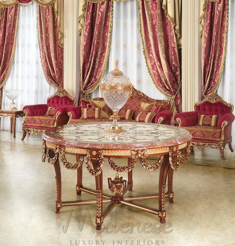 Table classique - 15853 - Modenese Luxury Interiors - en bois / avec piètement en bois / ronde