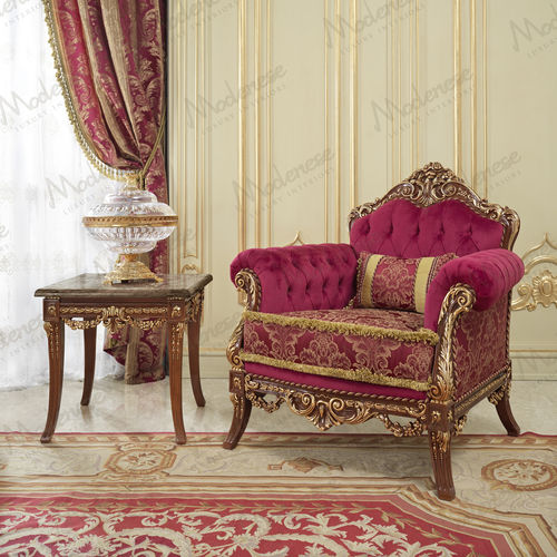 Fauteuil classique - 15465 - Modenese Luxury Interiors - en tissu / en bois / couleur personnalisable