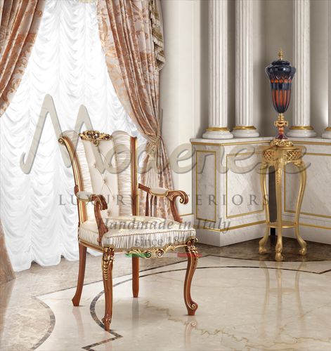Chaise classique - 15548 - Modenese Luxury Interiors - d'intérieur / en bois / en tissu
