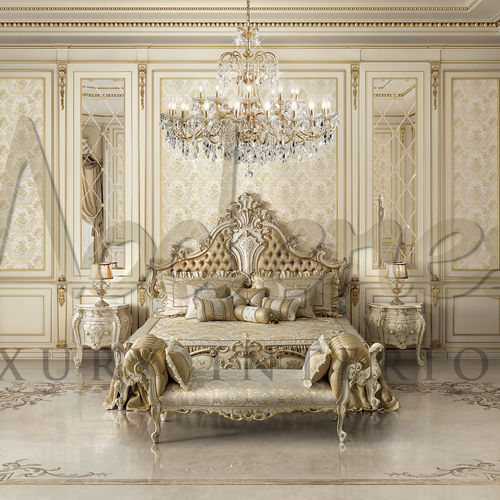 Lit double - 15220 - Modenese Luxury Interiors - classique / avec tête de lit tapissée / en tissu