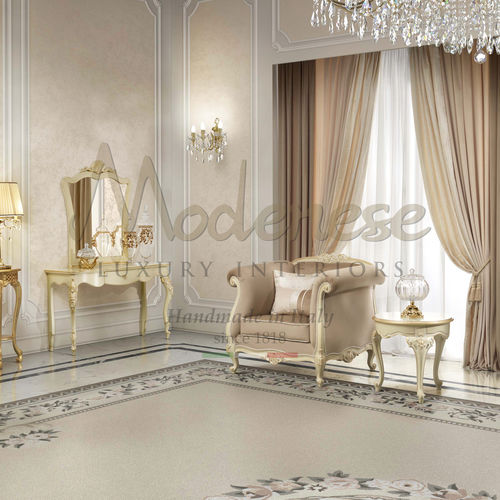 Fauteuil classique - 17426 - Modenese Luxury Interiors - en tissu / en bois / en bois