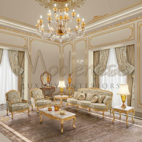Canapé classique - 17404 - Modenese Luxury Interiors - en tissu / en bois / couleur personnalisable