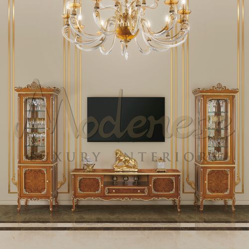 Vitrine classique - 17104-17105 - Modenese Luxury Interiors - sur piétement / en bois / en verre
