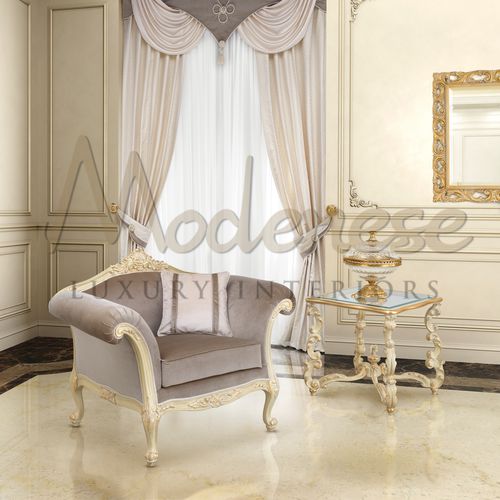 Fauteuil classique - 17408 - Modenese Luxury Interiors - en tissu / en bois / en bois