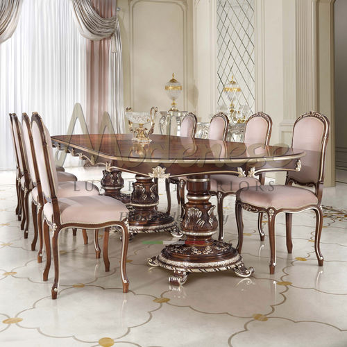 Table à manger classique - 17120 - Modenese Luxury Interiors - en bois / avec piètement en bois / ovale