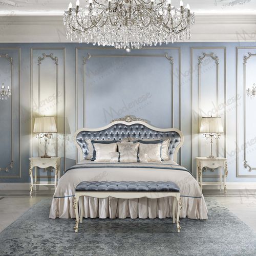 Lit double - 17216 - Modenese Luxury Interiors - classique / avec tête de lit tapissée / en tissu