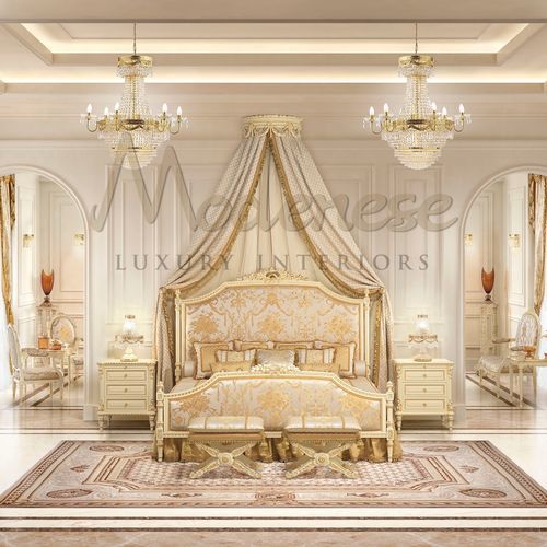 Lit double - 17201 - Modenese Luxury Interiors - classique / avec tête de lit tapissée / en tissu