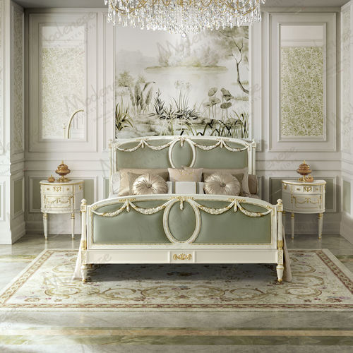 Lit double - 17220 - Modenese Luxury Interiors - classique / avec tête de lit tapissée / en tissu