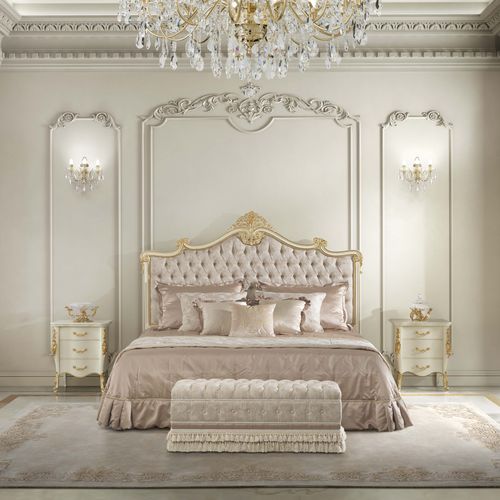 Lit double - 17210 - Modenese Luxury Interiors - classique / avec tête de lit tapissée / en tissu