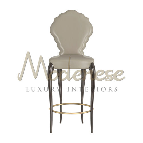 Tabouret de bar contemporain - 20519 - Modenese Luxury Interiors - en cuir / en tissu / avec piètement en hêtre