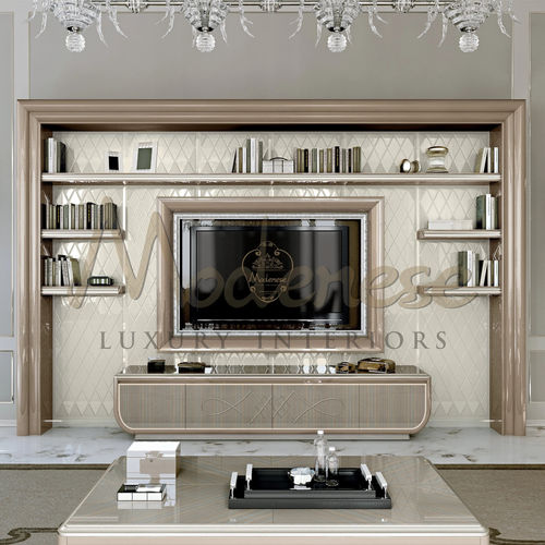Bibliothèque contemporaine - 20149 - Modenese Luxury Interiors - en bois / avec rangement / beige