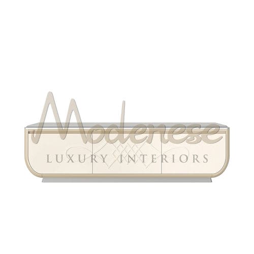 Support TV sur pied contemporain - 20146 - Modenese Luxury Interiors - sur mesure / 3 portes / en bois laqué brillant