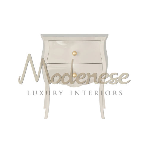 Table de chevet contemporaine - 20118 - Modenese Luxury Interiors - en bois laqué / avec piètement en bois / courbée