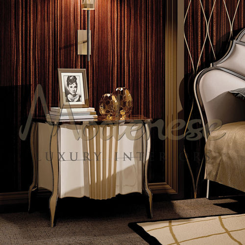 Table de chevet contemporaine - 20117 - Modenese Luxury Interiors - en bois laqué / avec piètement en bois / rectangulaire