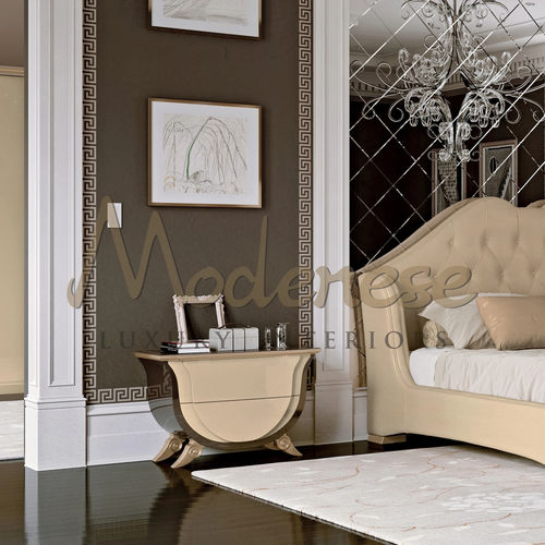 Table de chevet contemporaine - 21201 - Modenese Luxury Interiors - en bois laqué / courbée / résidentielle