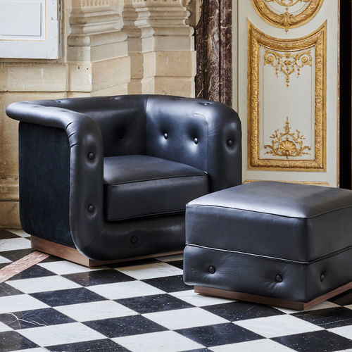 Fauteuil chesterfield - SERGE - Duvivier - en tissu / en cuir / en hêtre