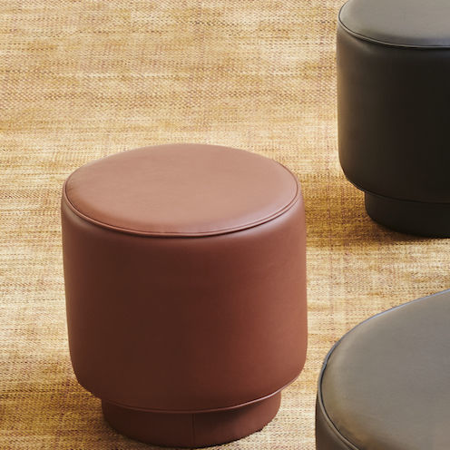 Pouf contemporain - ELSA - Duvivier - en tissu / en cuir / rond