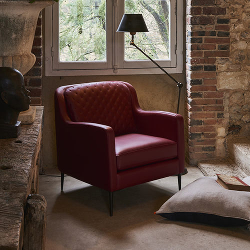 Fauteuil contemporain - SOPHIE - Duvivier - en tissu / en cuir / avec coussin amovible