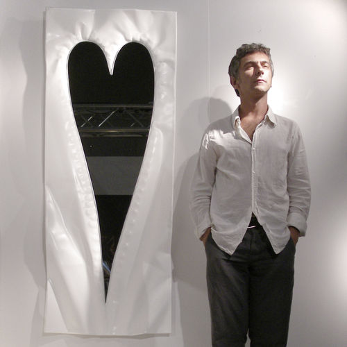 Miroir mural - CUORE BIANCO / WHITE HEART - marco mazzei - contemporain / rectangulaire / en métal peint