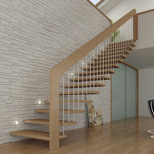 Escalier droit - AIREN - EIMA - à marches en bois / structure en bois / contemporain