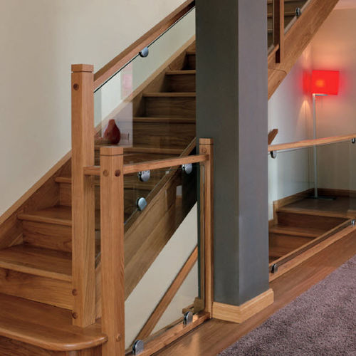 Garde-corps en bois - GARNACHA - EIMA - à panneaux en verre / d'intérieur / pour escalier