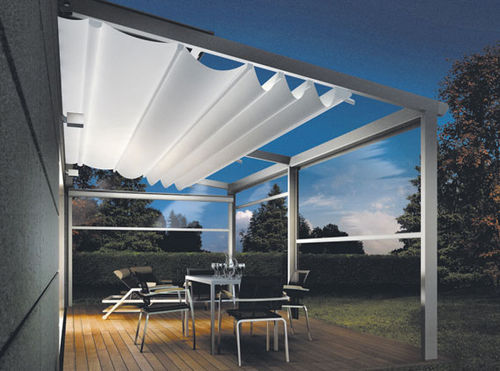 Pergola adossée - IRIDIUM - EIMA - en aluminium / couverture coulissante