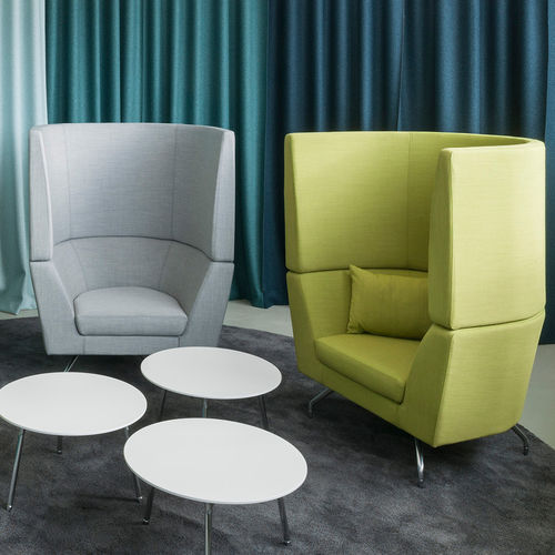 Fauteuil visiteur contemporain - CWTCH - Orange Box - en tissu / en bois massif / en fonte d'aluminium